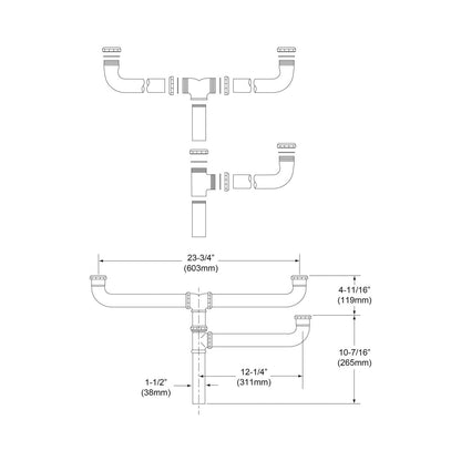 Drain Fitting - 1-1/2" Dia Pipe - Brass