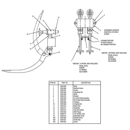1/2 x 3/8" Double Pedal Valve - Female