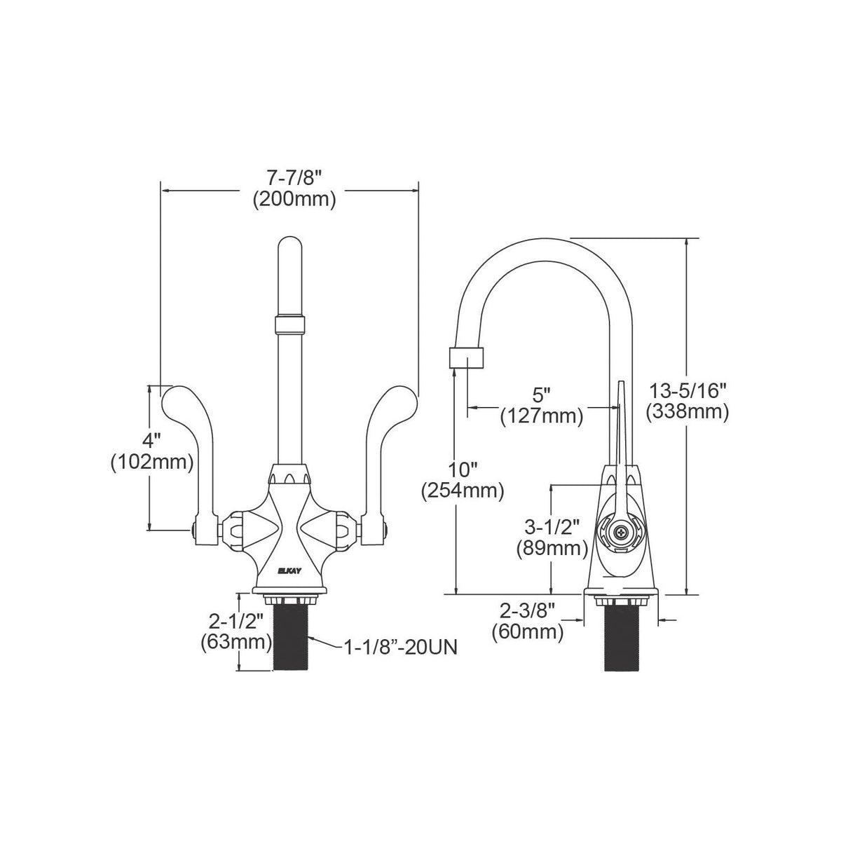 Concealed Deck Bathroom Faucet - 10" - Deck Mount