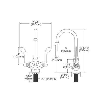 Concealed Deck Bathroom Faucet - 10" - Deck Mount