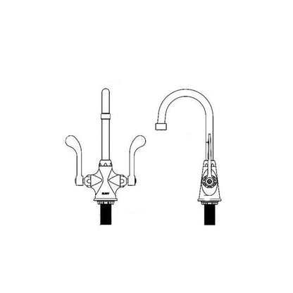 Concealed Deck Bathroom Faucet - 10" - Deck Mount