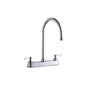 Elkay® LK810GN08L2 Food Service Faucet, 1.5 gpm Flow Rate, 8 in Center, Gooseneck Spout, Polished Chrome, 2 Handles