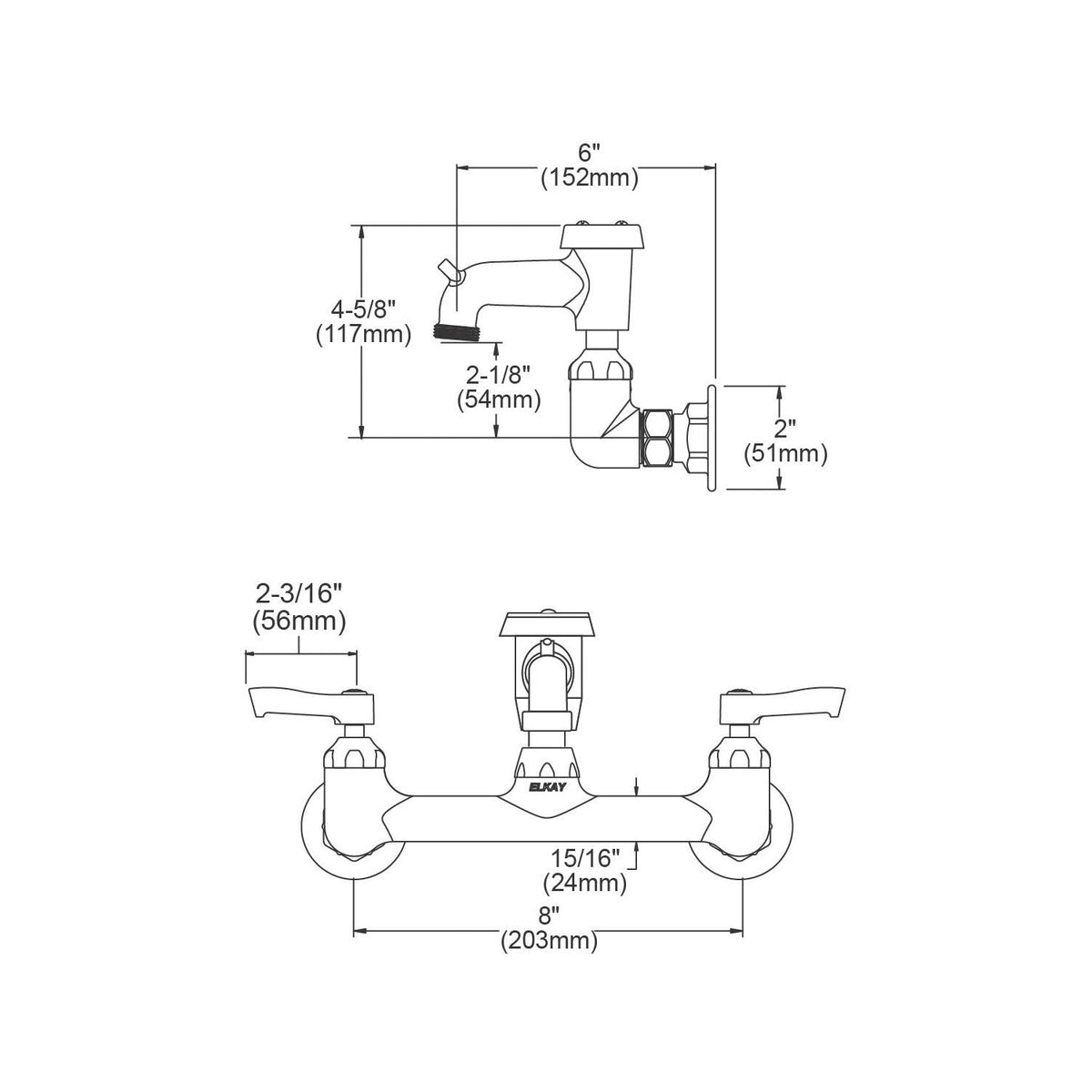 Service/Utility Faucet - 6" - Wall Mount