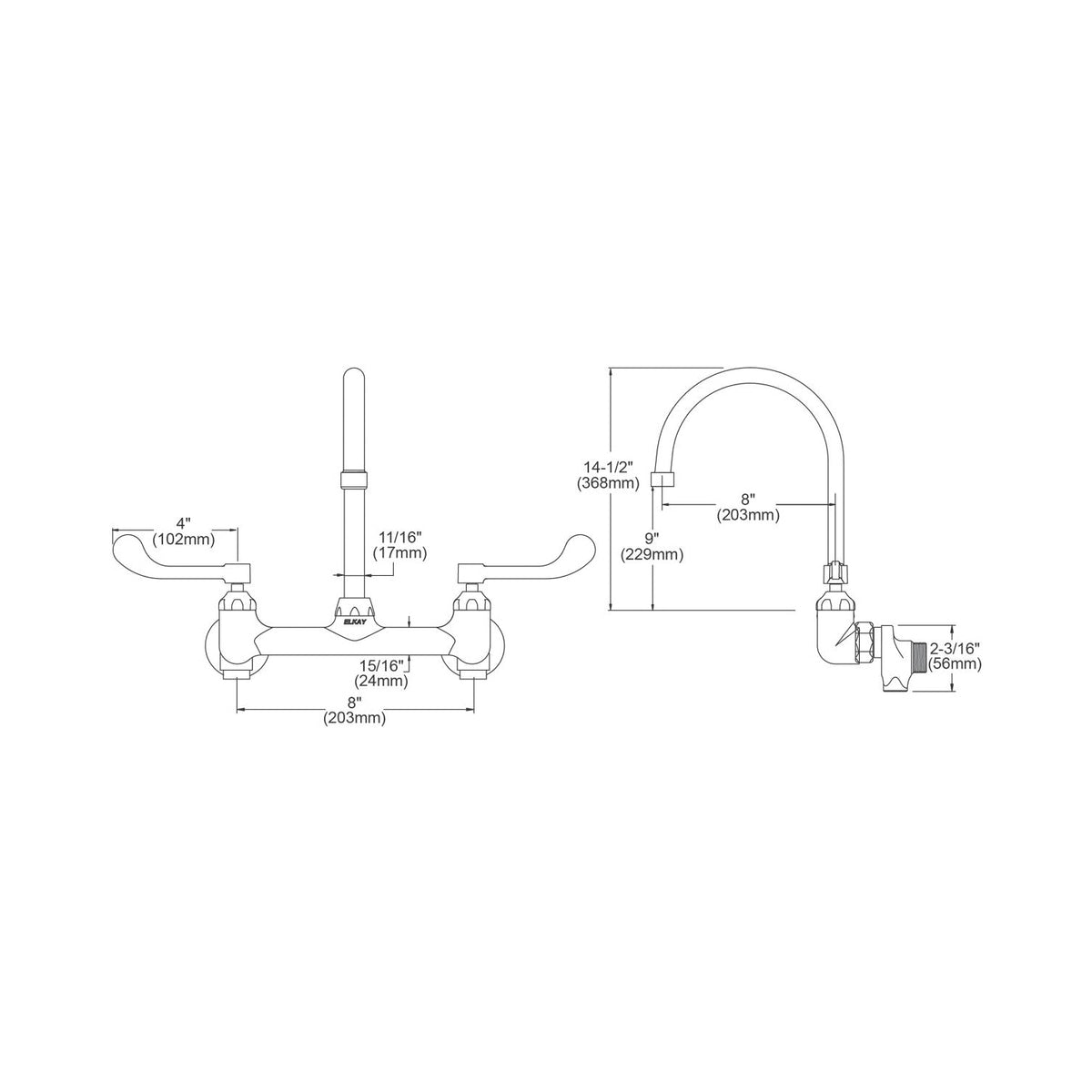 Universal - Traditional Scrub/Handwash Faucet - 9" - 2.2 GPM