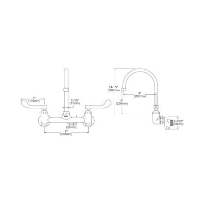 Universal - Traditional Scrub/Handwash Faucet - 9" - 2.2 GPM