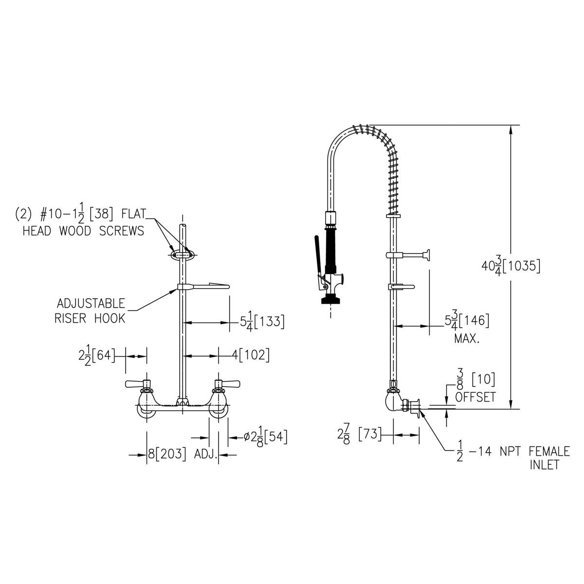 Pre-Rinse Faucet - 1.2 GPM - Wall Mount