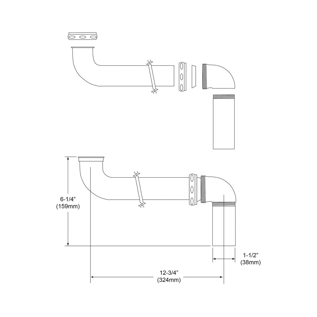 Offset Tailpiece with Strainer - Brass - ADA Compliant