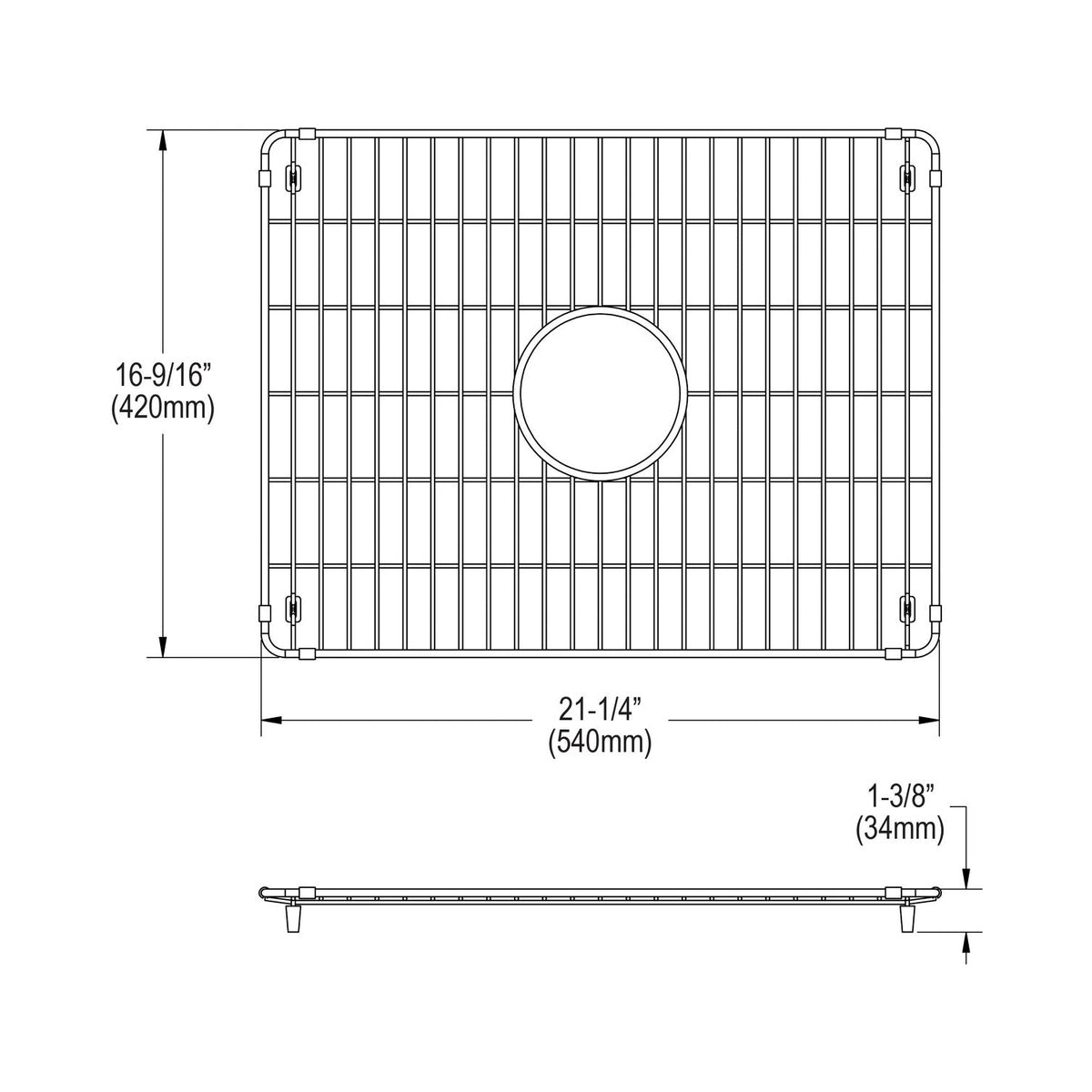 Bottom Grid - 1-3/8" - Stainless Steel
