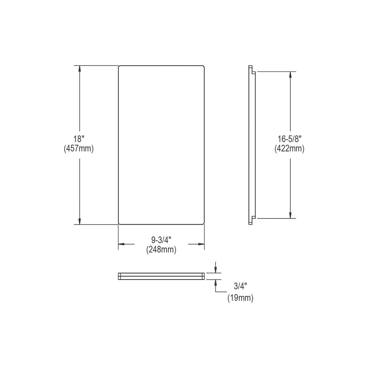Cutting Board - 18" L x 9-3/4" W x 3/4" Thk