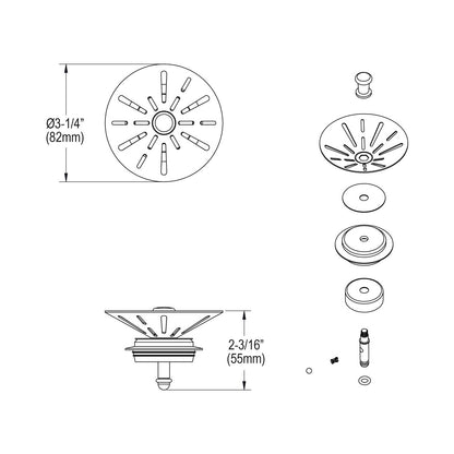 Disposal Stopper/Strainer - 304 Stainless Steel