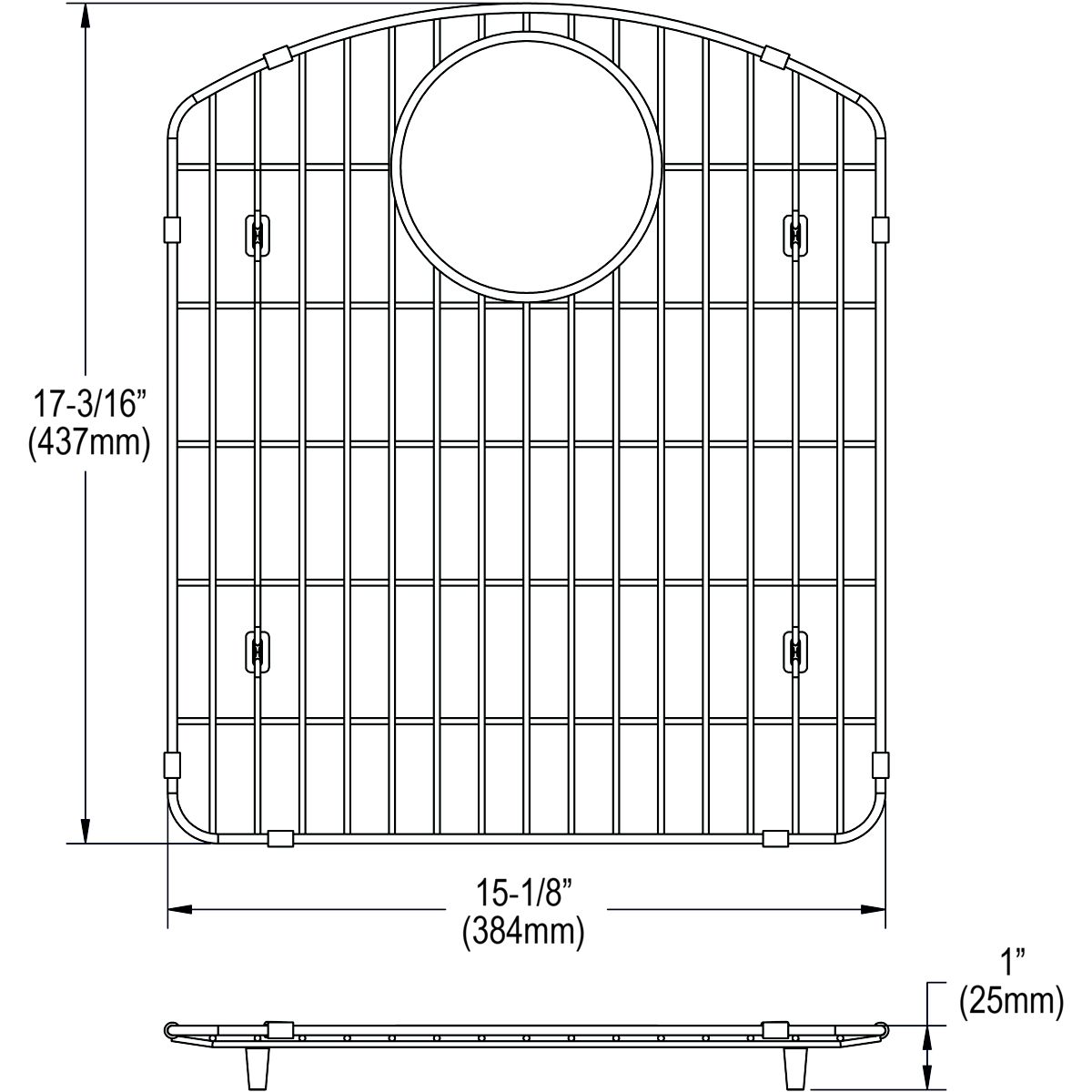 Bottom Grid - 15-1/16" - Stainless Steel