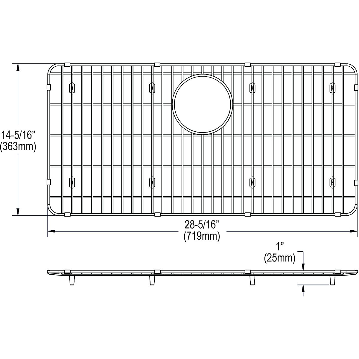 Bottom Grid - 28-5/16" - Stainless Steel