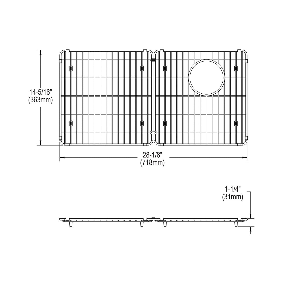 Bottom Grid - 1-1/4" - Stainless Steel