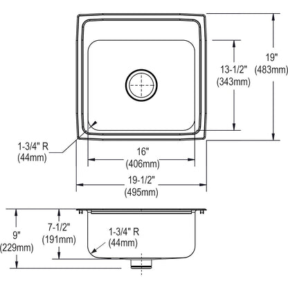 Lustertone Classic - 19-1/2" Traditional Kitchen Sink