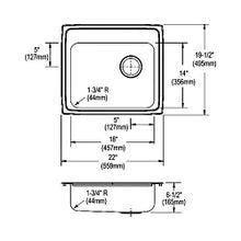 Elkay® LRAD221965R0 Kitchen Sink, Luster Highlighted Satin, Rectangle Shape, 18 in L x 14 in W Bowl x 6-3/8 in D Bowl, 22 in L x 19-1/2 in W x 6-1/2 in H, Drop-In/Top Mounting, Stainless Steel