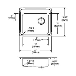 Lustertone Classic - 22" Kitchen Sink - Drop-in/Top