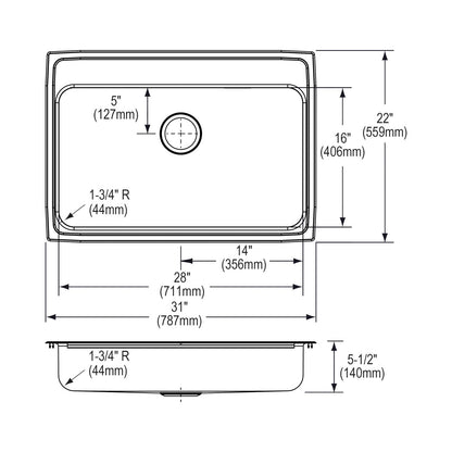 Lustertone Classic - 31" Kitchen Sink - LRAD3122553