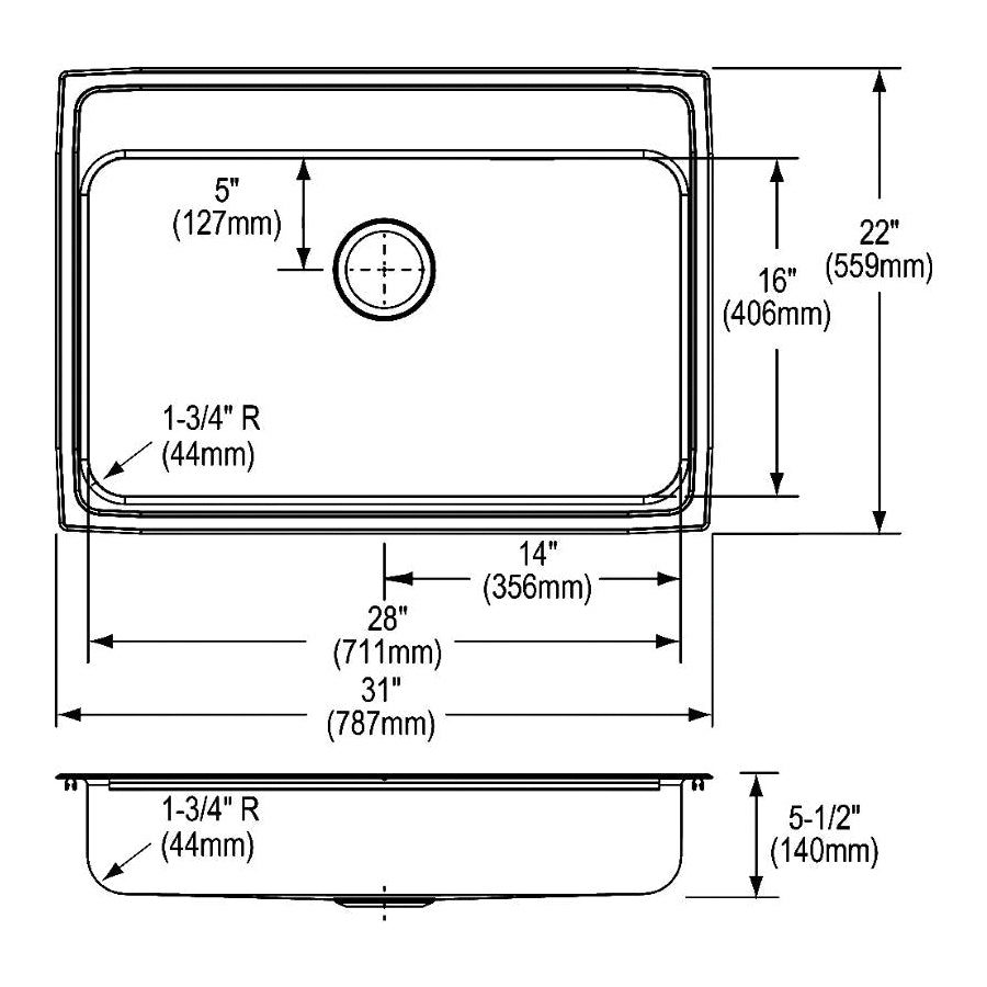 Lustertone Classic - 31" Kitchen Sink - LRAD3122553