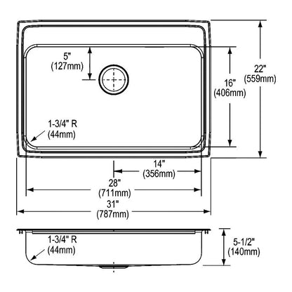 Lustertone Classic - 31" Kitchen Sink - LRAD3122553