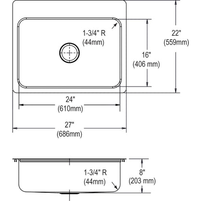 Lustertone Classic - 22" Traditional Kitchen Sink - Dual