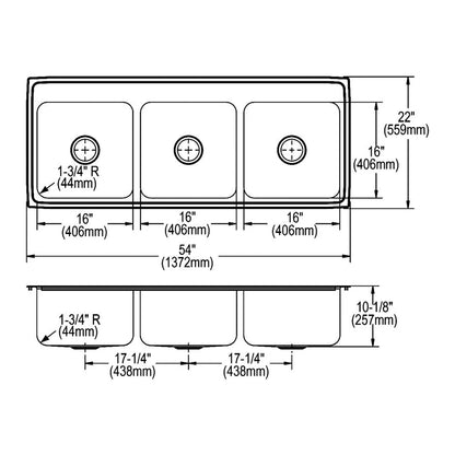 Lustertone Classic - 54" Kitchen Sink - Drop-in
