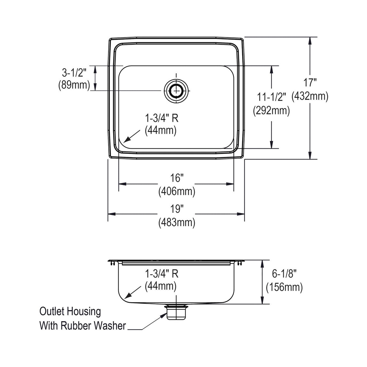 Pacemaker - 19" Bathroom Sink - Drop-in