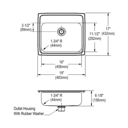 Pacemaker - 19" Bathroom Sink - Drop-in
