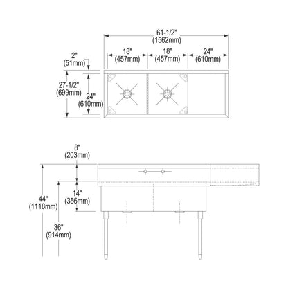 Sturdibilt - Scullery Sink - Floor Mount - Double Bowl