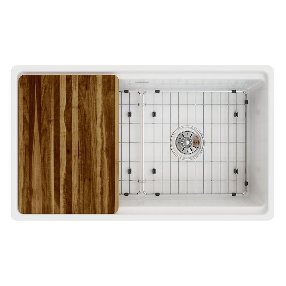 Fireclay - 10-1/8" Kitchen Sink - White