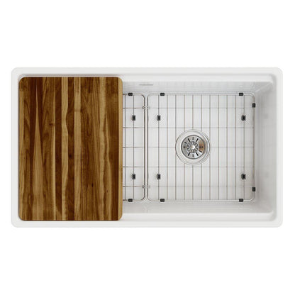 Fireclay - 10-1/8" Kitchen Sink - White
