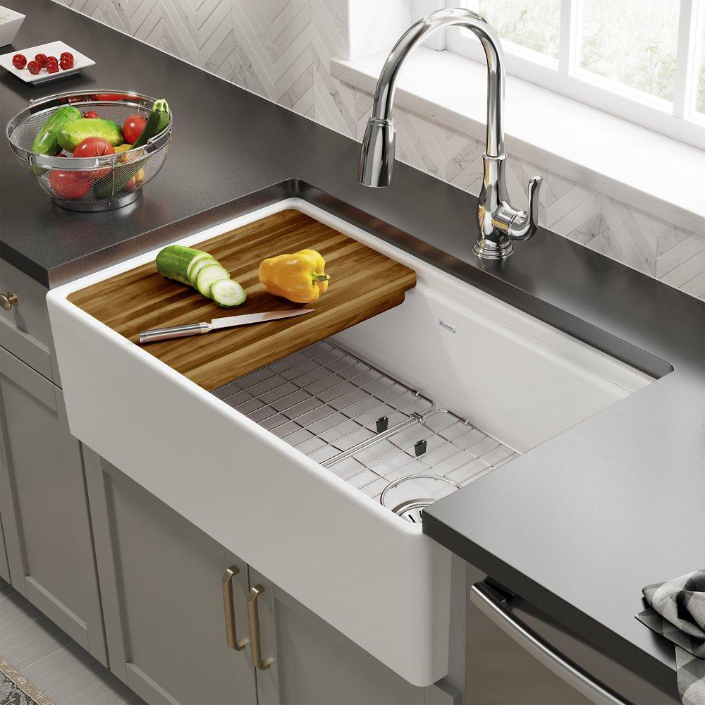 Fireclay - 10-1/8" Kitchen Sink - White