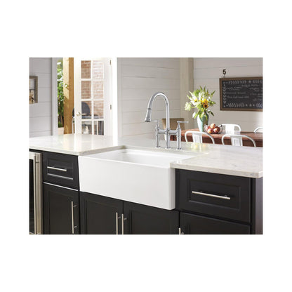 Explore - 20" Front Kitchen Sink with Aqua Divide - Biscuit