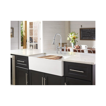 Explore - 20" Front Kitchen Sink with Aqua Divide - Biscuit