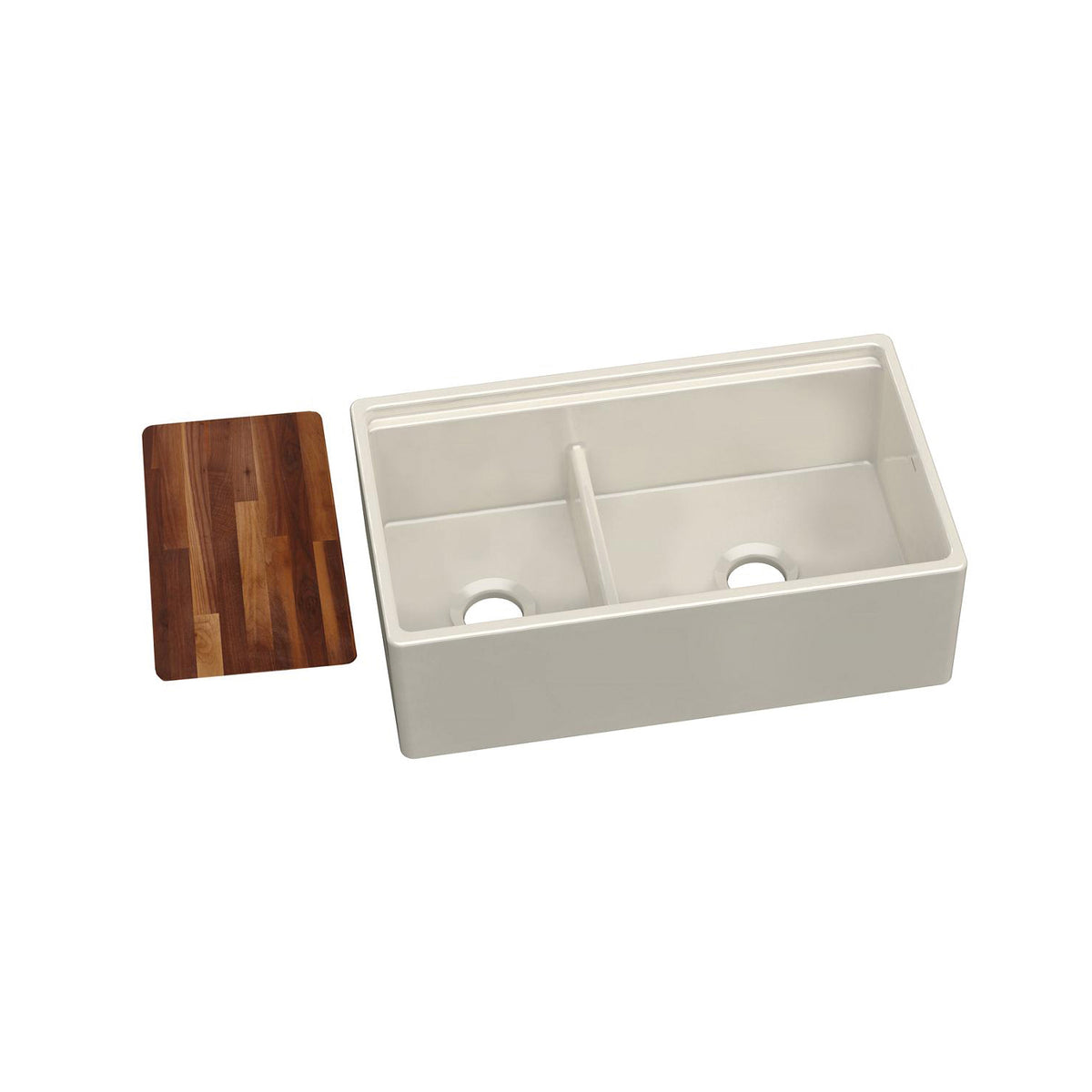 Explore - 20" Front Kitchen Sink with Aqua Divide - Biscuit