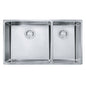 FRANKE CUX160 Cube Kitchen Sink, Pearl, Rectangular Shape, 18-1/8 in Large, 11 in Small L x 16-1/8 in W Bowl x 9 in D Bowl, 31-1/2 in L x 17-3/4 in W x 9 in D, Undermount Mounting, 18 ga Stainless Steel