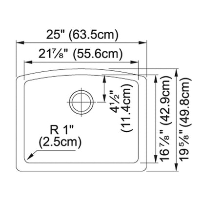 Ellipse - 25" Kitchen Sink - Undermount - Single Bowl