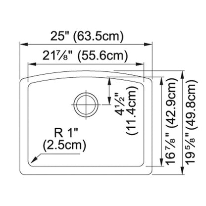 Ellipse - 20-3/4" Kitchen Sink - Undermount - Single Bowl