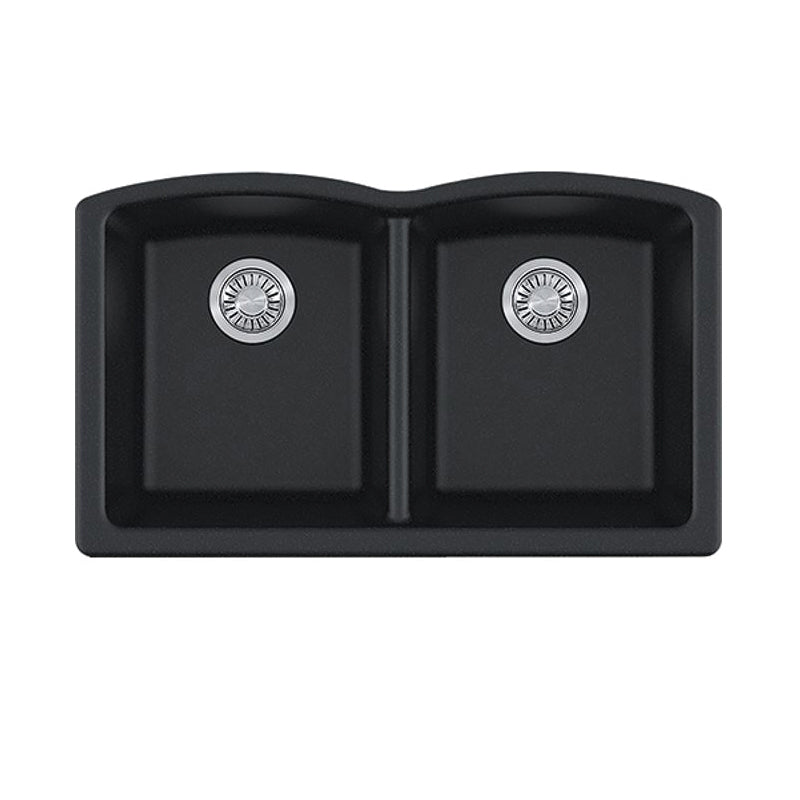 FRANKE ELG120ONY Ellipse Kitchen Sink, Black/Onyx, Rectangular Shape, 14-1/4 in L x 17 in W Bowl x 9 in D Bowl, 33 in L x 19-3/4 in W, Undermount Mounting, Granite