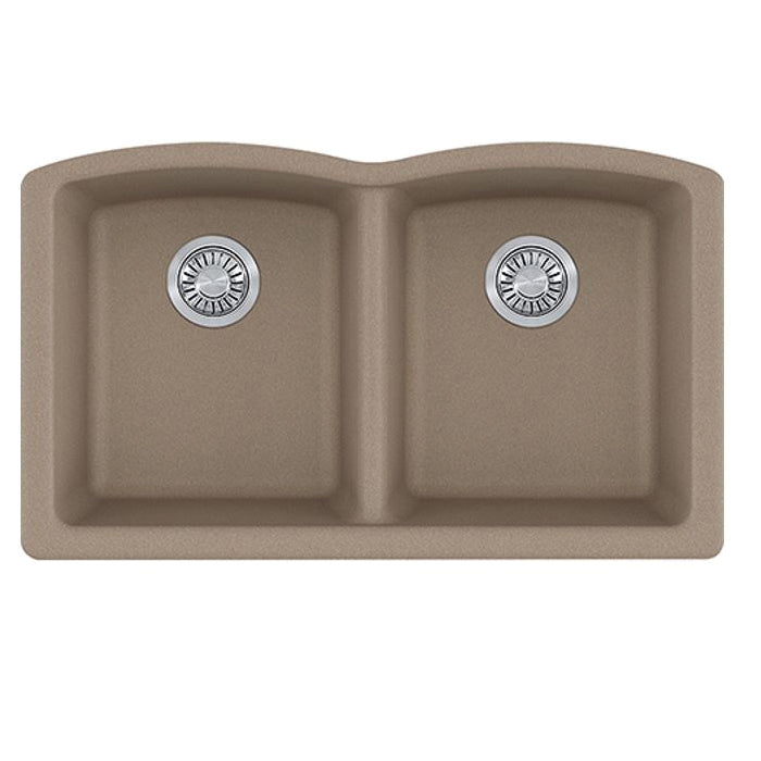 FRANKE ELG120OYS Ellipse Kitchen Sink, Oyster/Tan, Rectangular Shape, 14-1/4 in L x 17 in W Bowl x 9 in D Bowl, 33 in L x 19-3/4 in W, Undermount Mounting, Granite