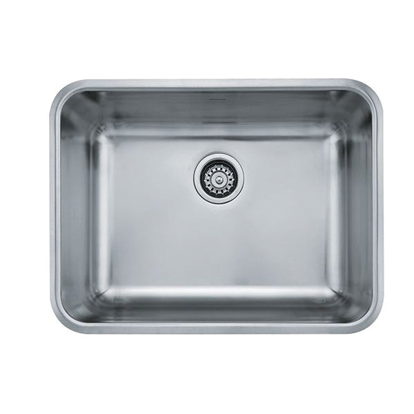 FRANKE GDX11023 Grande Kitchen Sink, Silk, Rectangular Shape, 23 in L x 17 in W Bowl x 9 in D Bowl, 24-3/4 in L x 18-3/4 in W, Undermount Mounting, 18 ga Stainless Steel