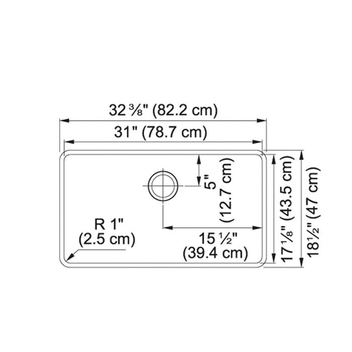Kubus - 20-3/4" Kitchen Sink - Granite