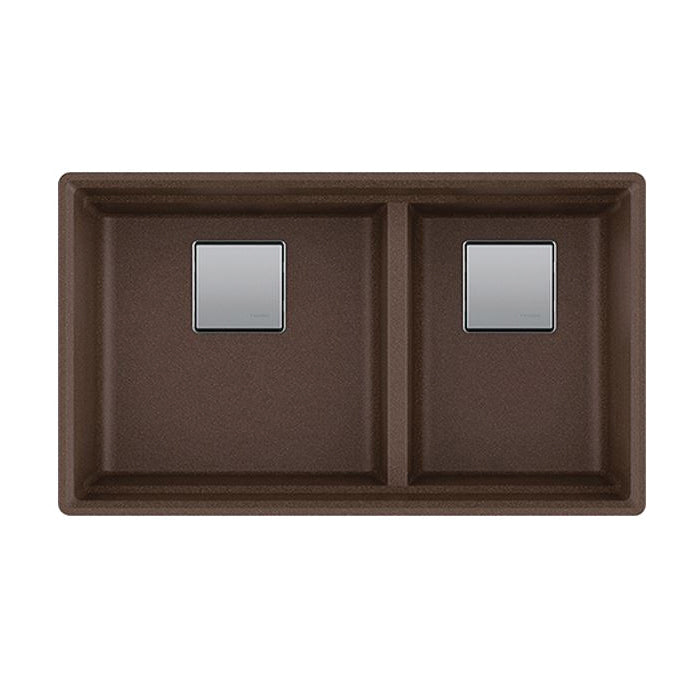 FRANKE PKG160MOC Peak Kitchen Sink, Mocha, Rectangular Shape, 17-7/16 in Large, 12-7/16 in Small L x 17-3/4 in W Bowl x 9-1/2 in D Bowl, 32 L x 18-3/4 in W, Undermount Mounting, Granite