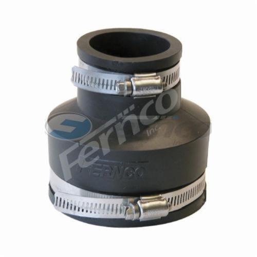 Fernco® 1056-315 Flexible Pipe Coupling, 3 x 1-1/2 in Nominal, Cast Iron/Copper/Lead/Plastic/Steel End Style, PVC, Domestic