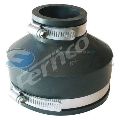 Fernco® 1056-415 Standard Stock Coupling, 4 x 1-1/2 in Nominal, Cast Iron/Copper/Lead/Plastic/Steel x Cast Iron/Copper/Lead/Plastic/Steel End Style, Flexible PVC, Domestic