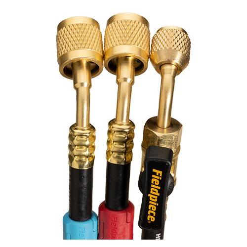 Fieldpiece HR3C Low Loss Ball Valve Hose Set, For Use With Refrigeration and Air Conditioning Systems, 5 ft Hose Length