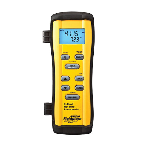 Fieldpiece STA2 In-Duct Hot Wire Easy Charging Anemometer, 40 to 3960 fpm, +/-(5 % + 1 Digit) Reading, +/-(1 % + 1 Digit) Full Scale Accuracy, -4 to 140 deg F, Dual Display