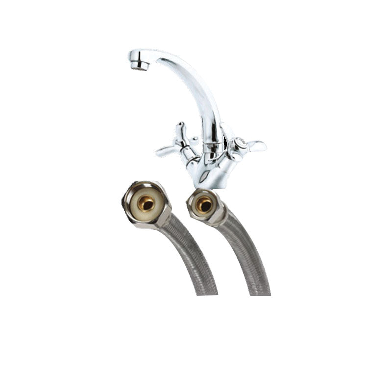 Fluidmaster® Faucet Connector, 3/8 x 1/2 in Nominal, Compression x FNPT End Style, 125 psi Working, 304 Stainless Steel, Import
