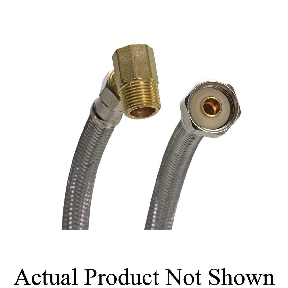 Fluidmaster® Braided Dishwasher Water Supply Connector With 3/8 in MNPT Elbow, 3/8 x 1/2 in Nominal, Compression x FNPT End Style, Stainless Steel, Import