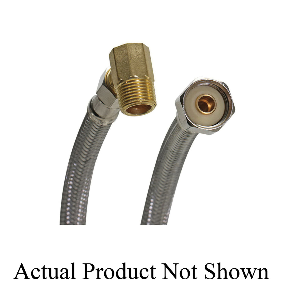 Fluidmaster® Braided Dishwasher Water Supply Connector With 3/8 in MNPT Elbow, 3/8 x 1/2 in Nominal, Compression x FNPT End Style, Stainless Steel, Import