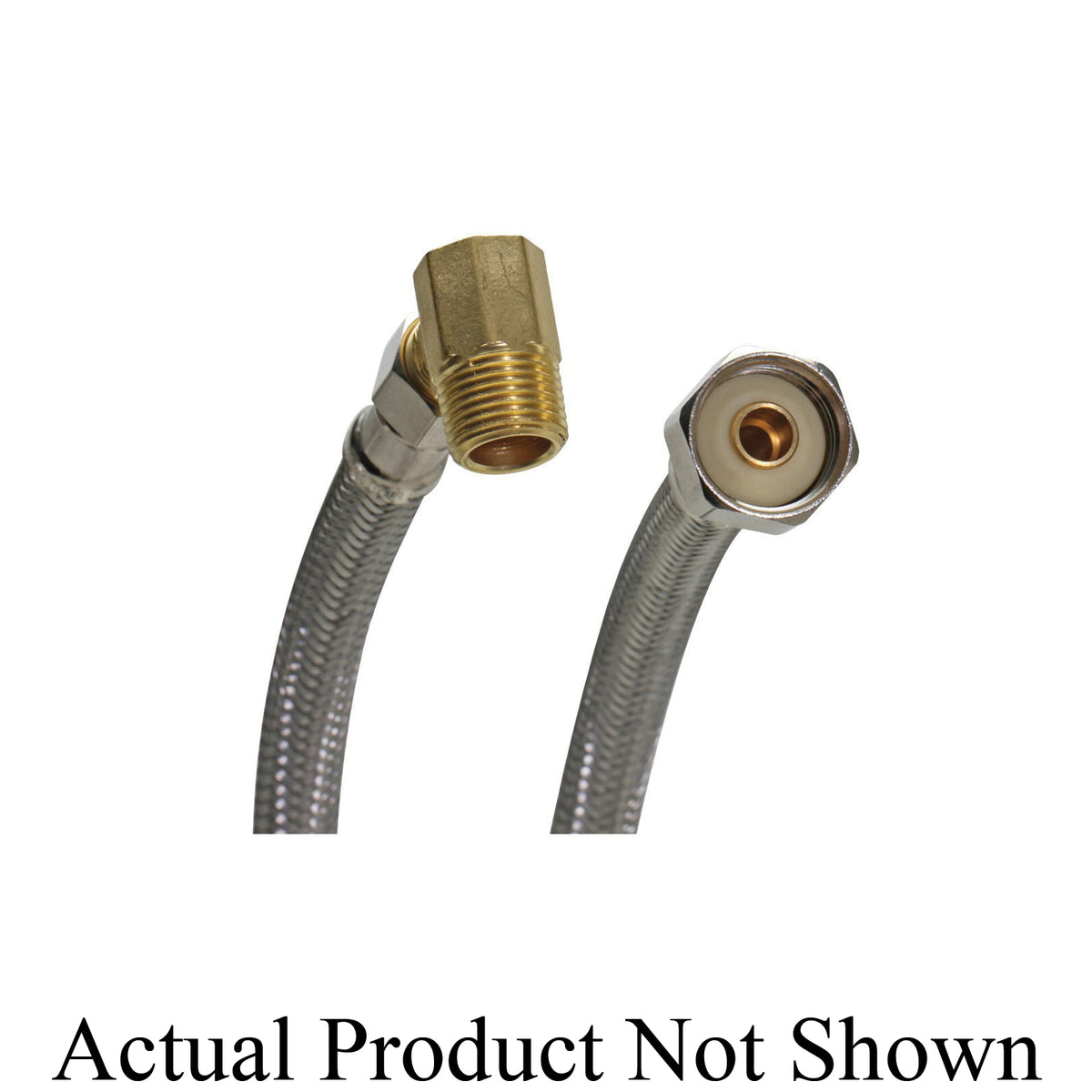 Fluidmaster® Braided Dishwasher Water Supply Connector With 3/8 in MNPT Elbow, 3/8 x 1/2 in Nominal, Compression x FNPT End Style, Stainless Steel, Import